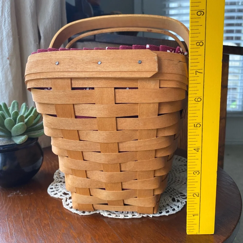 Longaberger Vintage Large Sleigh Basket Burgundy w/Plastic Liner Circa. 1995 EUC